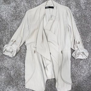 Zara Open Front Draped Jacket with Buckle Sleeves - Size L